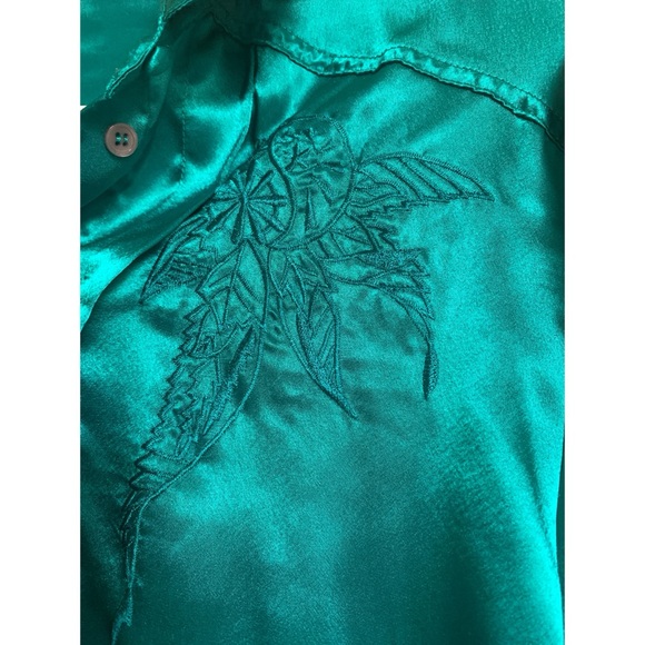 Vintage Tess Satin Embroidered Blouse Women’s Size 12 - Picture 2 of 4